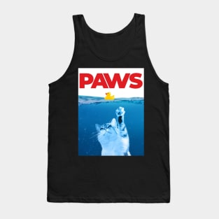 Paws Cat and Yellow Rubber Duck Funny Parody Tank Top